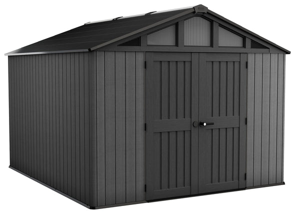 Apex Resin 2-Door Outdoor Storage Shed with Full Length Skylight, Grey, 10-ft x 11.5-ft X2789