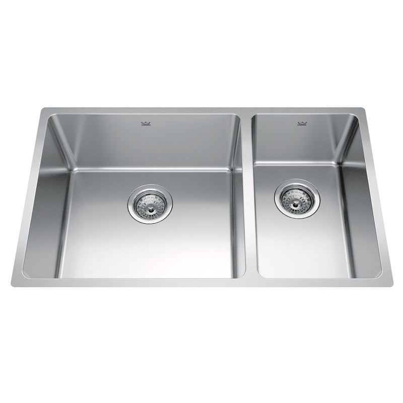 Brookmore Undermount Combination Bowl Kitchen Sink, 30.5-in x 18.1-in x 9-in, Stainless Steel V6026