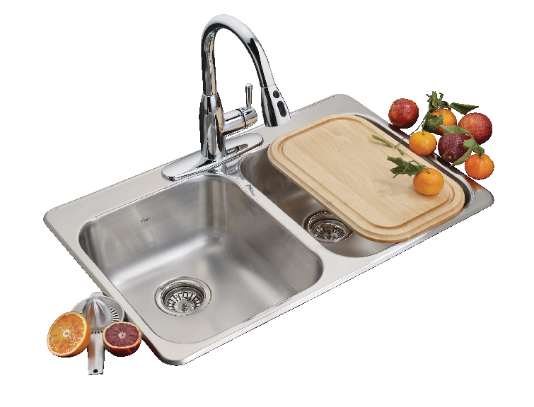 Drop In Double Bowl 3-Hole Kitchen Sink, 31.25-in LR x 20.5-in FB, Stainless Steel W9909