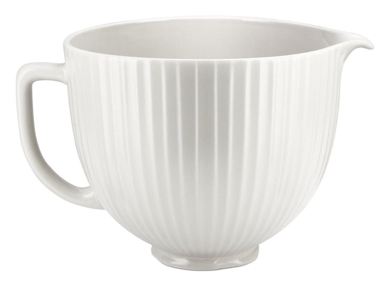 Microwave Safe Ceramic Bowl with Columns, White R5092