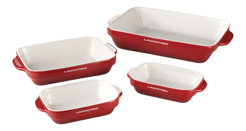 Ceramic Bakeware Set, Red, Assorted Sizes, 4-pc Z5078