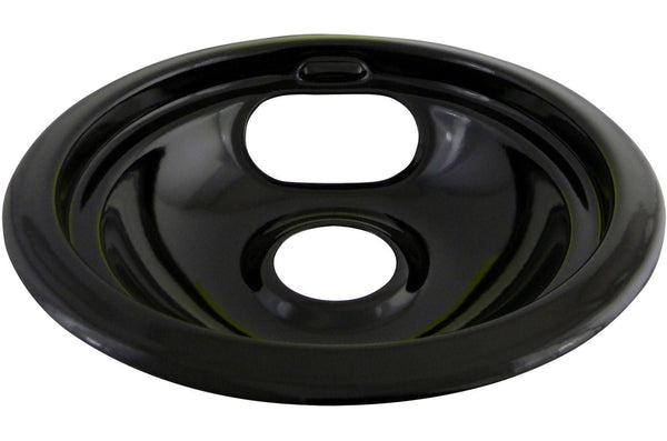 62244 Porcelain Stove Drip Pan with Trim Ring, Dishwasher Safe, Black, 8-in Q9817
