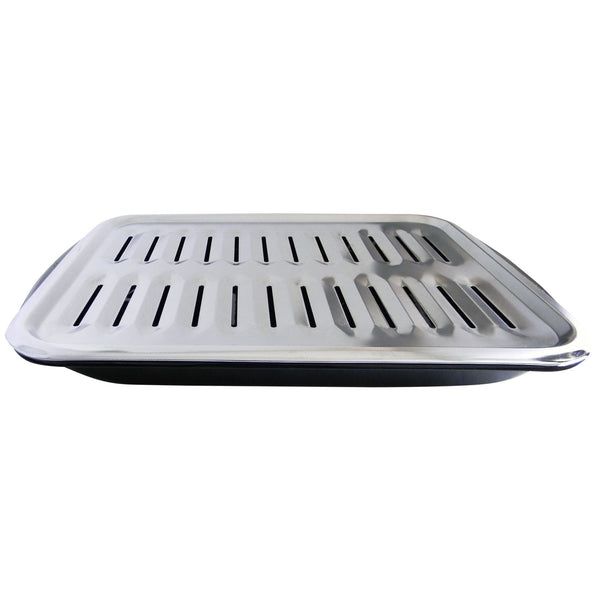 62250 2-in-1 Broiler Pan, Chrome/Porcelain, Dishwasher Safe, Black, 16 x 12.75 x 1.75-in X9435