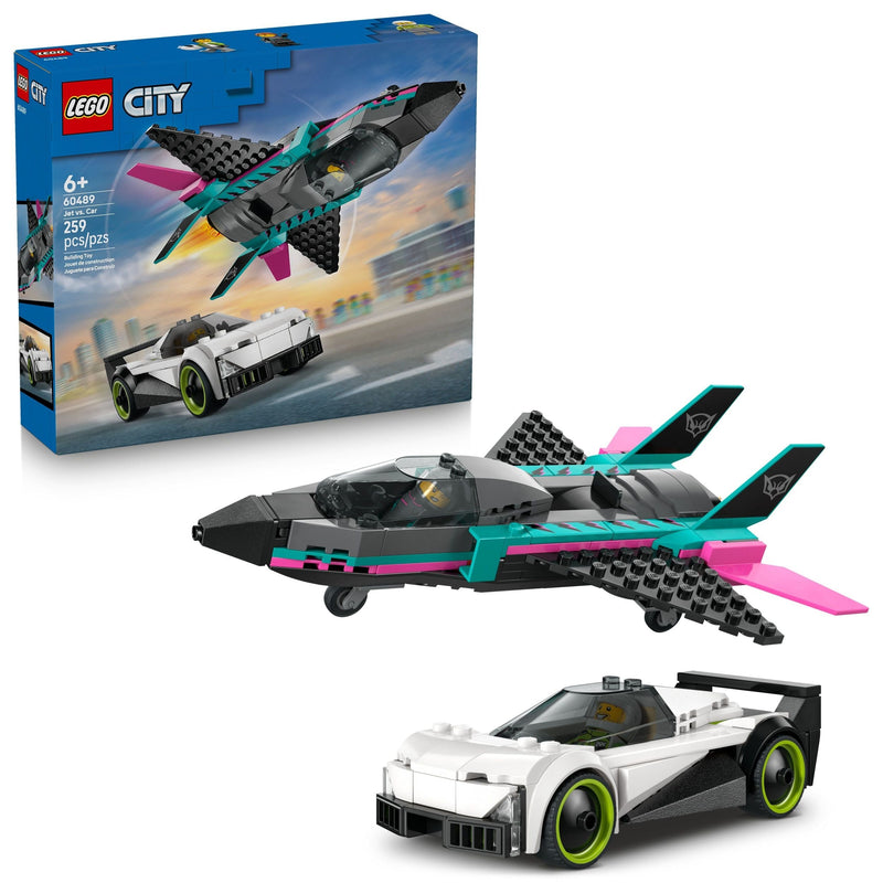 City Jet Vs. Car Building Set - 60480, 259-pcs, Ages 6+ D0991