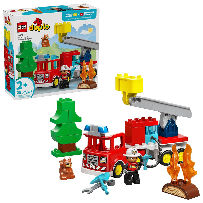 Fire Truck with Hose & Firefighter Toy Building Set - 10473, 26-pcs, Ages 2+ R5488
