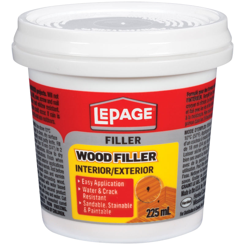 Interior/Exterior Wood Filler, Repairs Cracks & Holes, Water-Resistant, Brown, 225-mL W4444