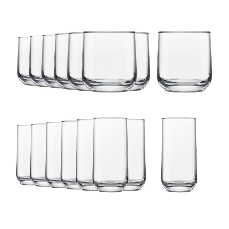 Ascent 16pc Tumbler Glassware Set, Dishwasher Safe, 8pc x 13.3-oz and 8pc x 16-oz P8147