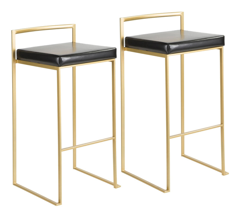 Fuji Stackable PU Leather Counter/Bar Stools (2-Piece Set), Gold/Black L3528