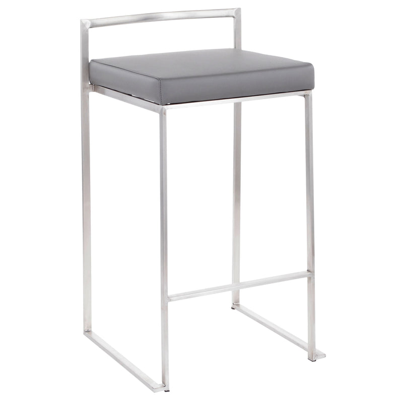 Fuji Stacker Fixed-Height Counter Stool, Grey, 26-in, 2-pc N9948