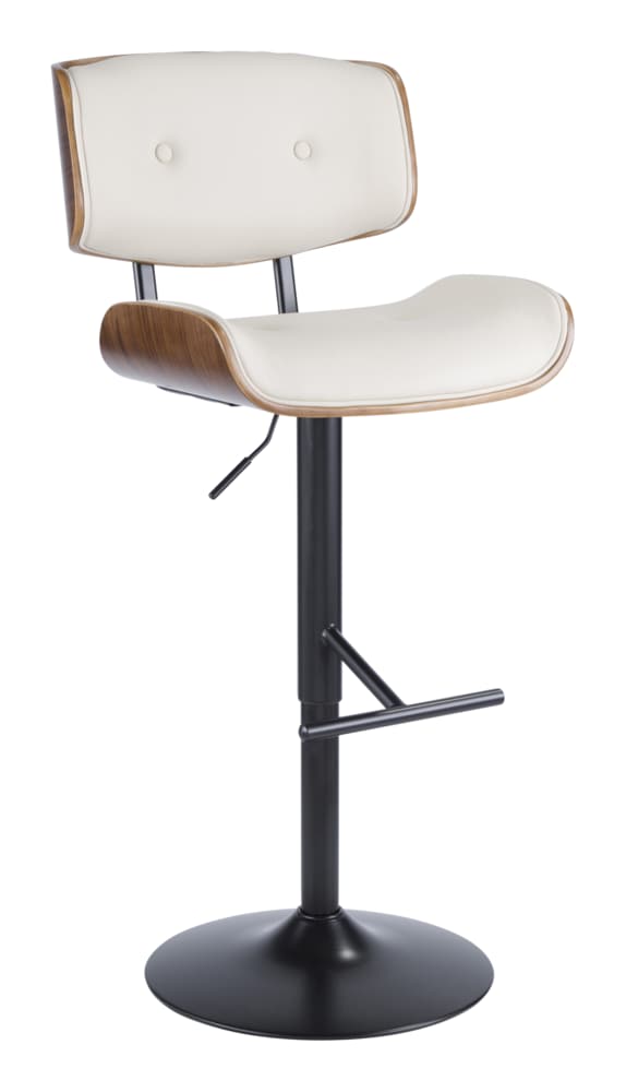 Lombardi PU Leather Swivel Counter/Bar Stool Adjustable Height, Walnut/Cream A0391