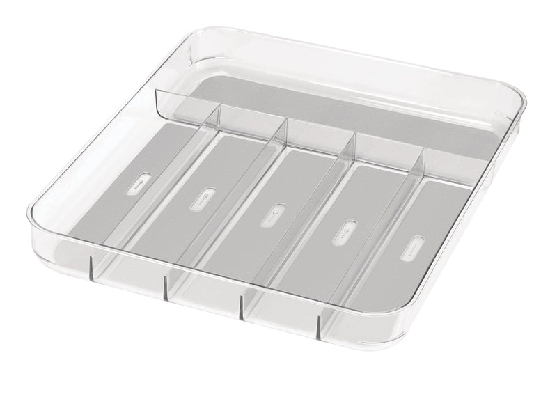 Madesmart Large 6-Compartment Cutlery & Kitchen Utensil Drawer Organizer Tray/Holder, Clear Z9615