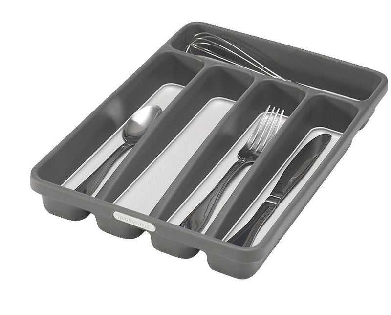 Madesmart Mini 5-Compartment Cutlery & Kitchen Utensil Drawer Organizer Tray/Holder, Grey W8207