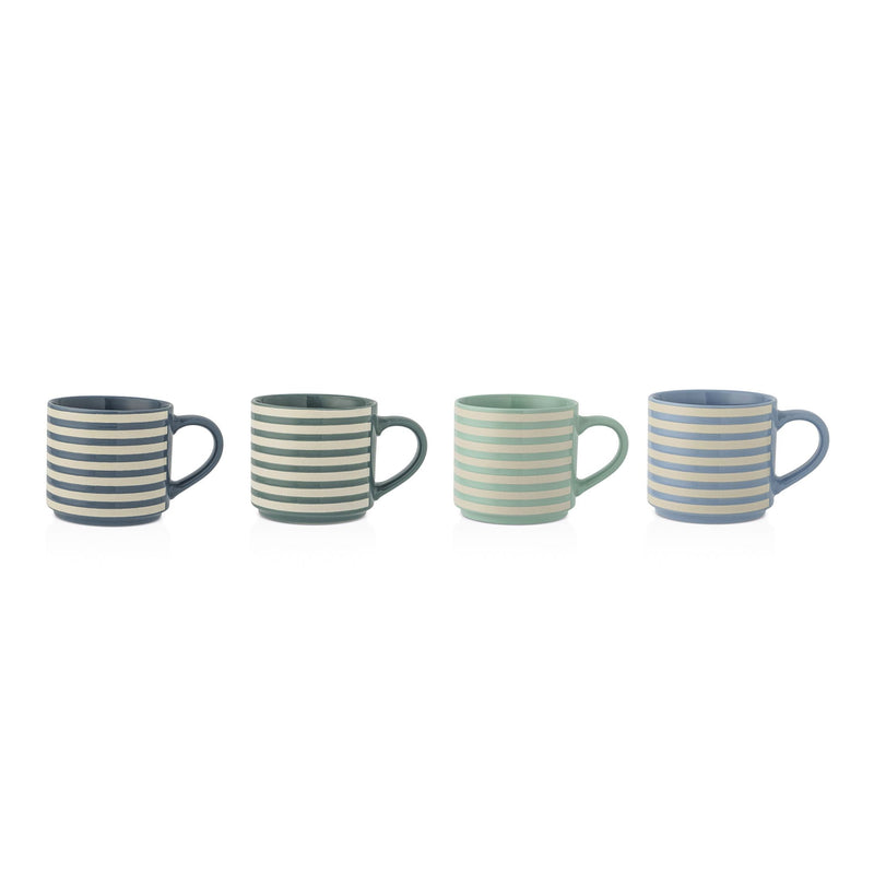 Blue Strip Stackable Mugs, Assorted Colours, 4-pk N9709