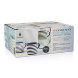 Blue Strip Stackable Mugs, Assorted Colours, 4-pk