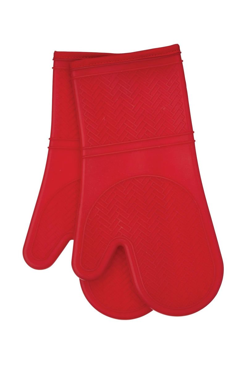 2pc Silicone Oven Mitt Set, Non-Slip Grip, Red E4593