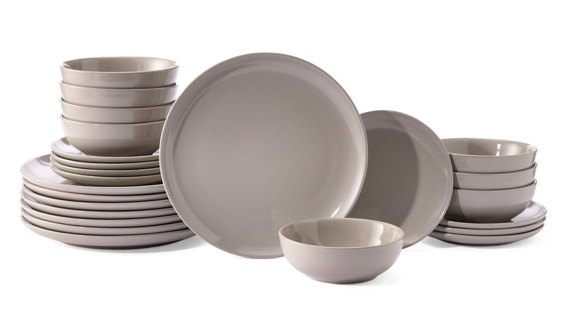 Essential Coupe Stoneware Dinnerware Set, Serves 8, 24-pc, Light Grey W8875