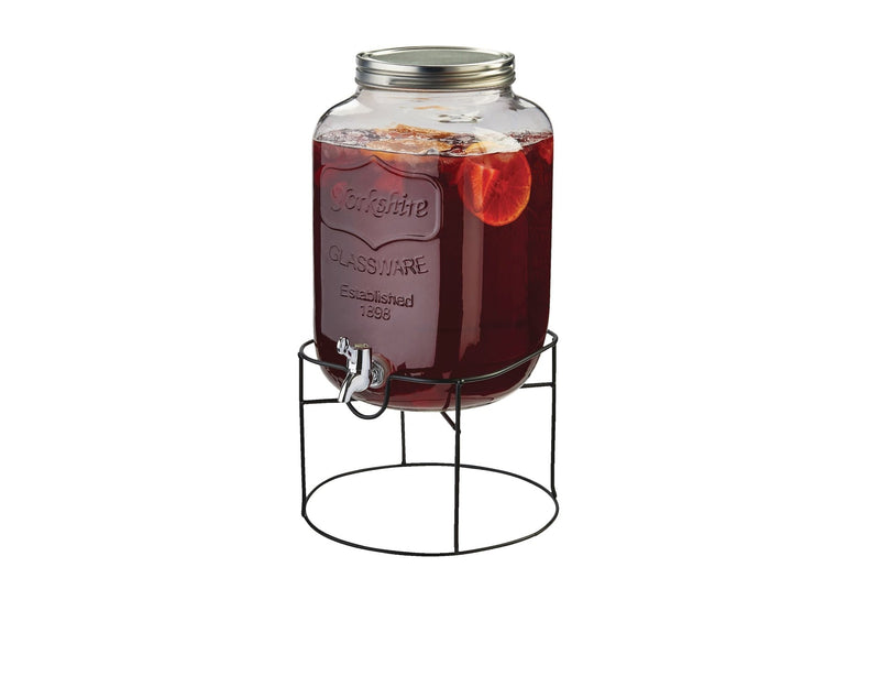 Mason Glass Jar Reusable Dispenser, 8L, Clear, with Stand, Clear, 8-L P4585