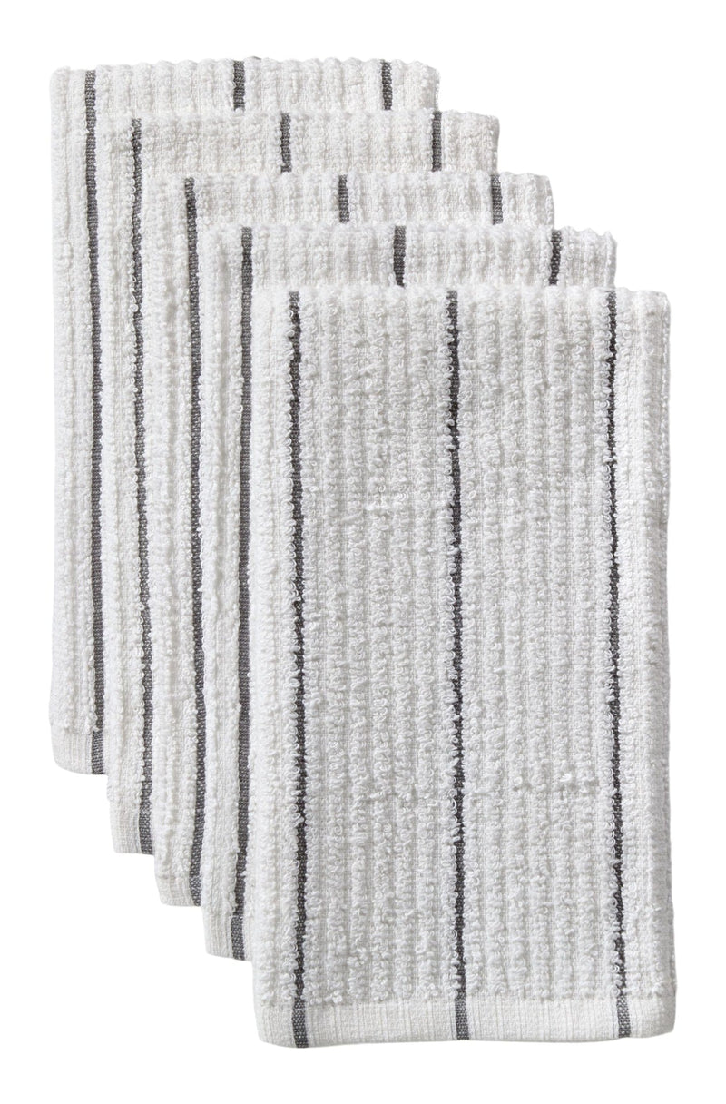 Ribbed Stripe Bar Mop Dish Cloths, Grey Stripes, 5-pk H6842