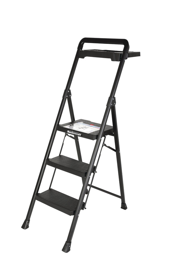 3-Step Ladder Heavy-Duty Metal/Plastic Folding Step Stool, 300-lb, 4.5 ft V8353