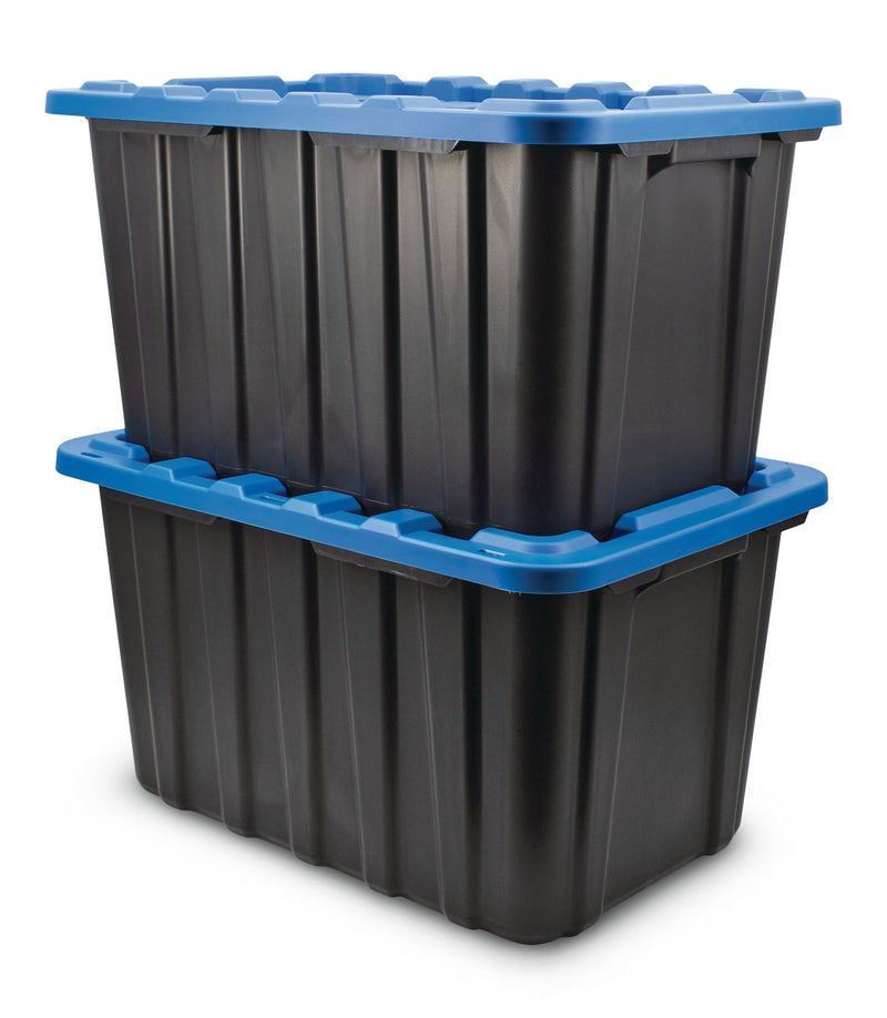 Heavy Duty Plastic Storage Box Container, 102-L, Black, 2-pk M4187