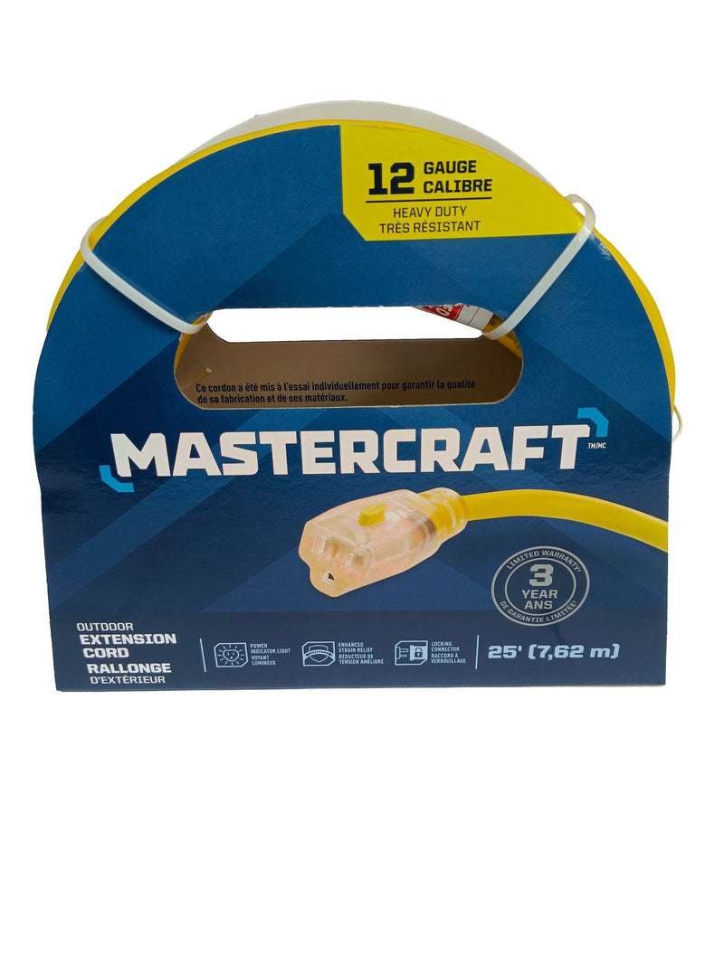 Outdoor Extension Cord with Grounded Outlet and Lighted End, Yellow W2032