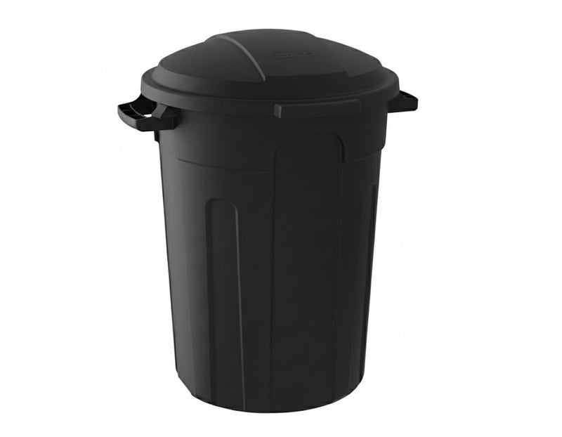 Resin Circular Outdoor Garbage Can with Lid, Black, 121-L H9706