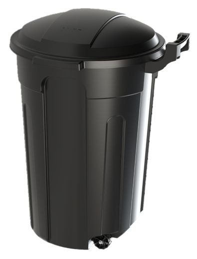 Resin Circular Wheeled Outdoor Garbage Can with Lid, Black, 121-L N1789