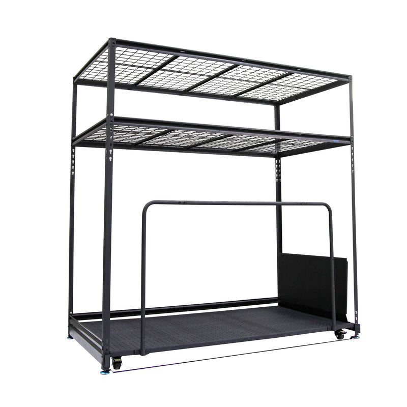 Seasonal Storage Rack with Rolling Platform Cart, Black, 65.5-in x 35.5-in x 68-in C5624