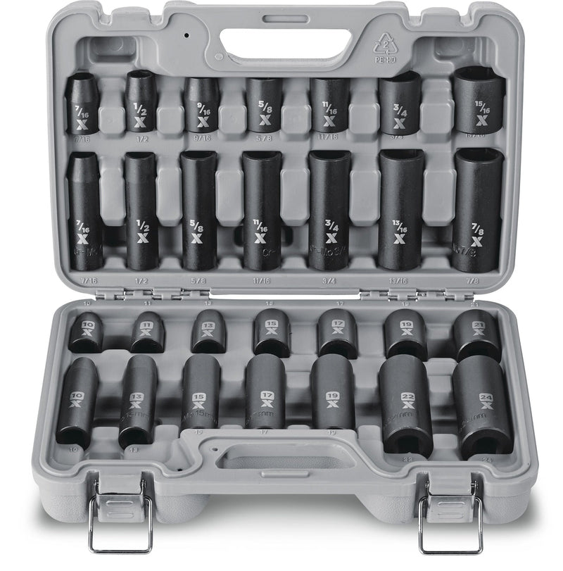 1/2-in Drive Professional Grade Impact Socket Set, 28-pc, CRMO N7327