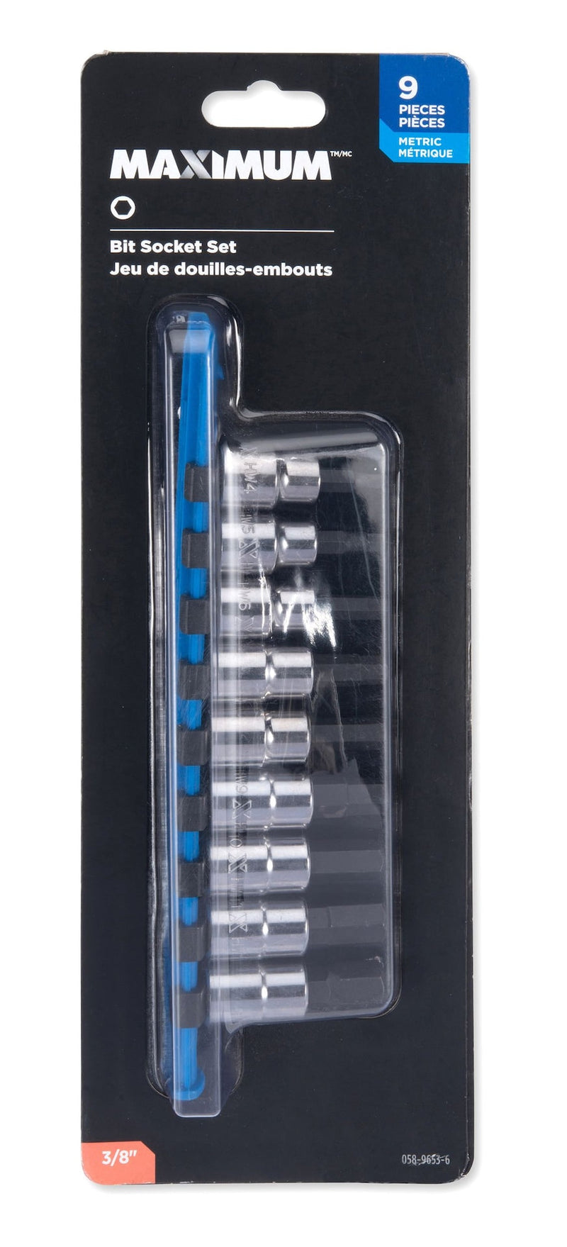 3/8-in Drive Hex Bit Socket Set, Chrome-Plated, 9-pc, Metric R5301