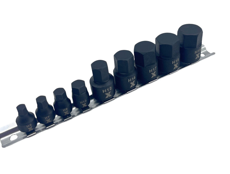9 Piece Impact Stubby Bit Socket Rail Hex Metric G7367