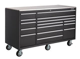 Rolling Tools Storage Cabinet with 15 Drawers, Black, 72-in x 30-in