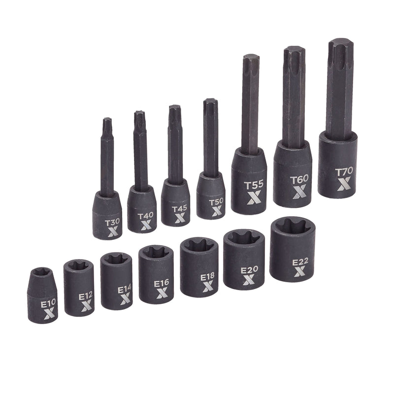 Star-drive & E-Star-drive Impact Bit Socket Set, 14-pc, SAE/Metric A1426
