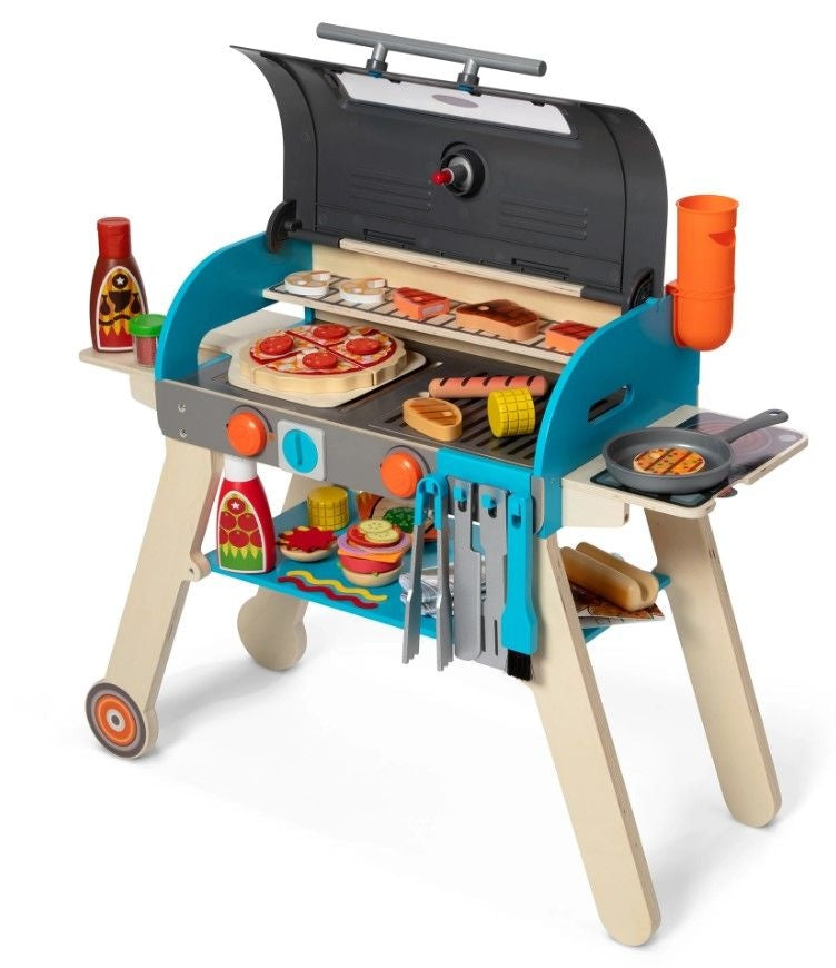 Wooden Deluxe Barbecue Grill, Smoker and Pizza Oven Playset, Ages 3+ W5485