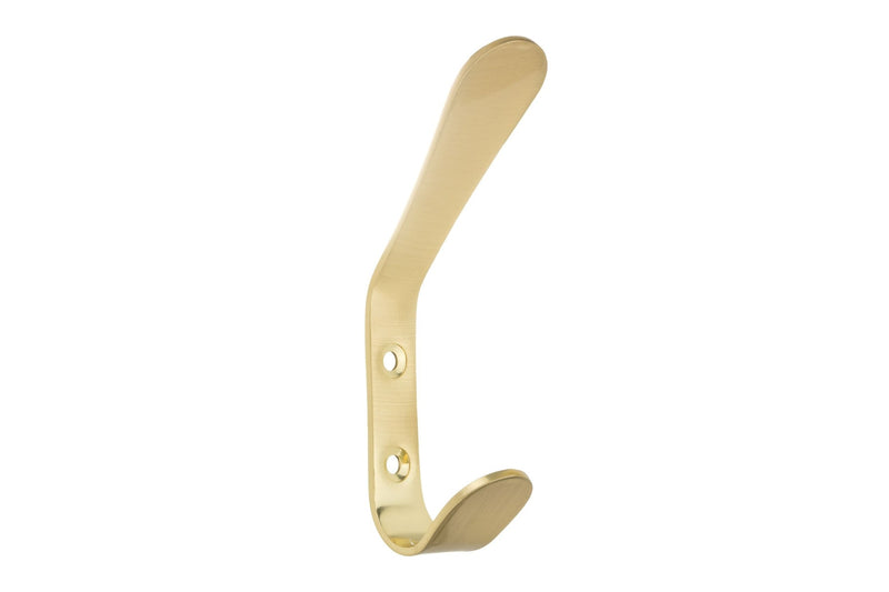 Metal Utility Double Hook, Satin Brass O2510