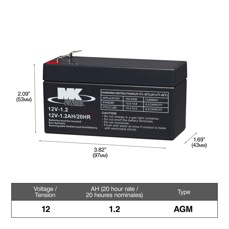 12-Volt 1.2 Ah SLA Battery, F1 Terminal H0157