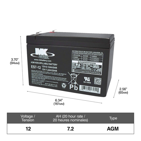 12-Volt 7.2 Ah SLA Battery, F2 Terminal K9361