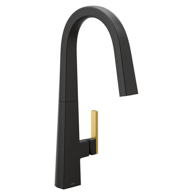 Nio Single Handle High Arc Pull Down Sprayer Kitchen Faucet with Power Clean, Matte Black K6407