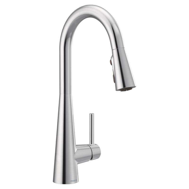 Sleek Single Handle High Arc Pull Down Sprayer Kitchen Faucet with Power Boost, Chrome V8848