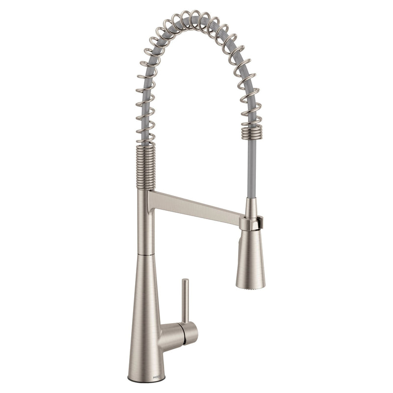 Sleek Single Handle Pre-Rinse Spring Pull Down Spot-Resist Kitchen Faucet, Stainless Steel S6694
