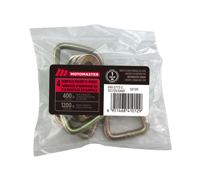 1,200-lb Light Duty D-Ring, Surface Mountable, 4-pk U9754