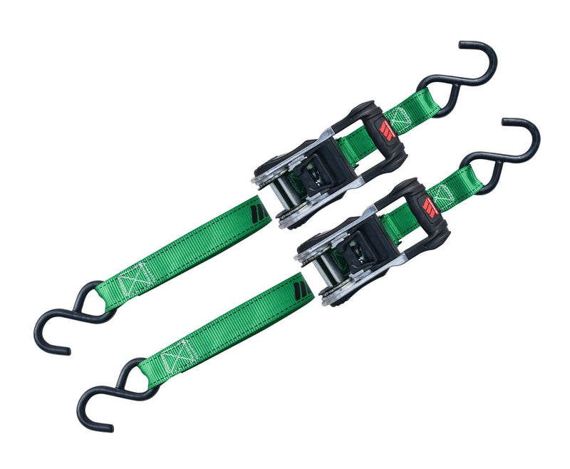 1,500-lb Ratchet Tie Down Straps, with Padded Handle, 1-in x 10-ft, 2-pk D9196
