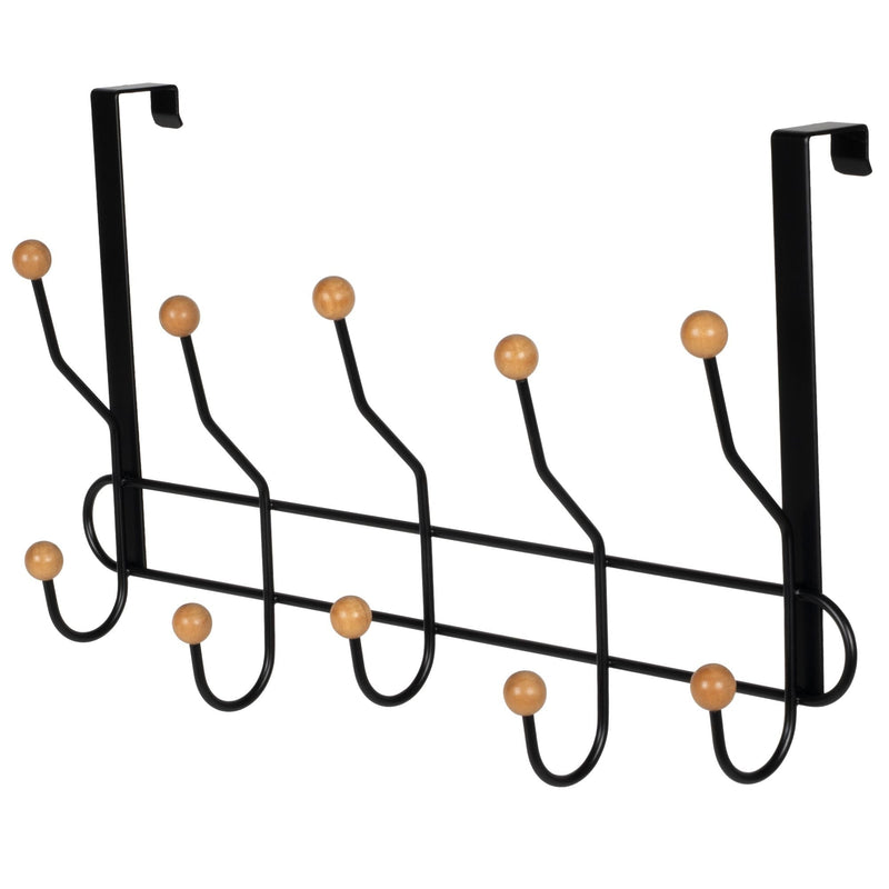 19" Over The Door Metal 5 Hook, Black V2526