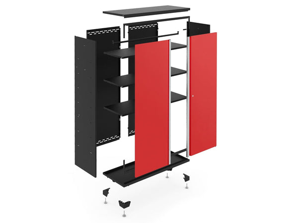 Bold Series 24-Gauge Steel RTA Storage Locker with 3 Shelves, Black/Red, 30-in W8178