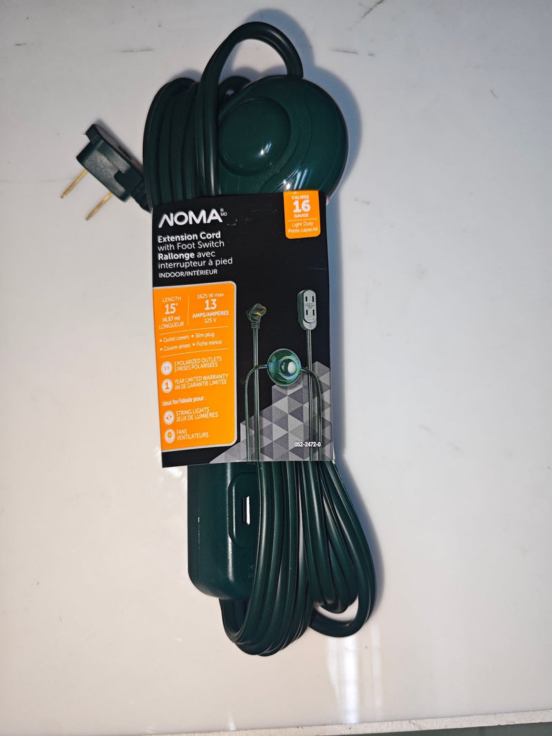 14-ft 7-in 16/2 Indoor Extension Cord, ON/OFF Foot Switch, Green D0902