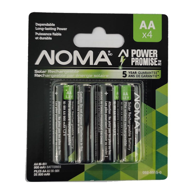 900mAh AA Solar Rechargeable Batteries, 900mAh, 4-pk E7547