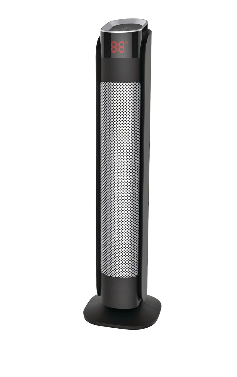 Oscillating Tower Ceramic Heater withRemote Control & Thermostat, 1500W, Black, 24-in B9840