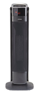 Oscillating Tower Ceramic Heater withRemote Control & Thermostat, 1500W, Black, 24-in