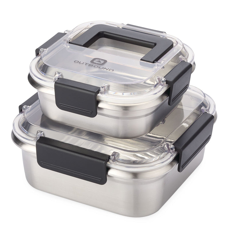 Leakproof Stainless Steel Food Storage Container with Lid, Clear/Black, 2-pk X9983
