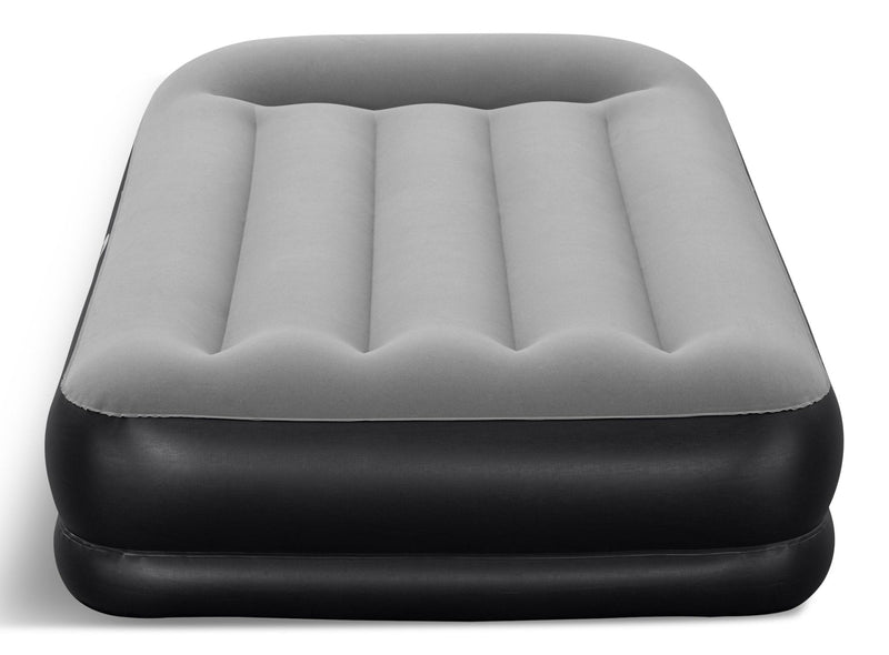 Tritech Double High Flocked Airbed, Twin, Grey, 75x38x14-in C0120